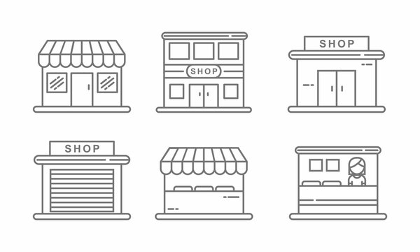 Set of store icon line design. Store vector illustration 