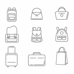 Set of bags related icon line design, bag vector illustration 