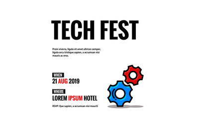 Technology Festival Gears Invitation Design with Where and When Details