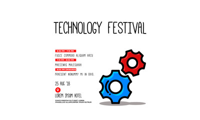 Technology Festival Gears Invitation Design with Where and When Details