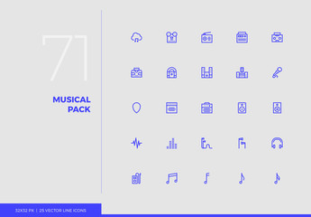 Vector Line Icons Musical Pack