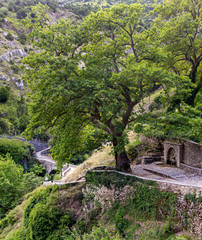 Paved, narrow path in the mountains