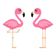 cartoon flamingo boy and girl vector