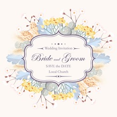 Card with lagurus and dry flowers wreath