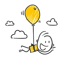 Fotobehang Strichfiguren / Strichmännchen: Spaß, Luftballon. (Nr. 348)  © strichfiguren