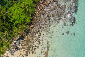 Aerial view of the beach, tropical paradise with white sand and sunshine. Koh Larn, Thailand.