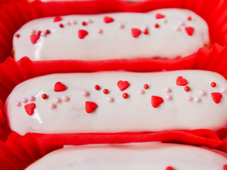 Eclair with red glaze