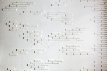 Fototapeta premium white brick wall background in rural room