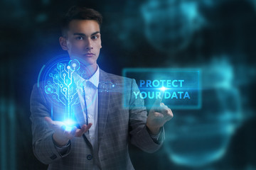The concept of business, technology, the Internet and the network. A young entrepreneur working on...