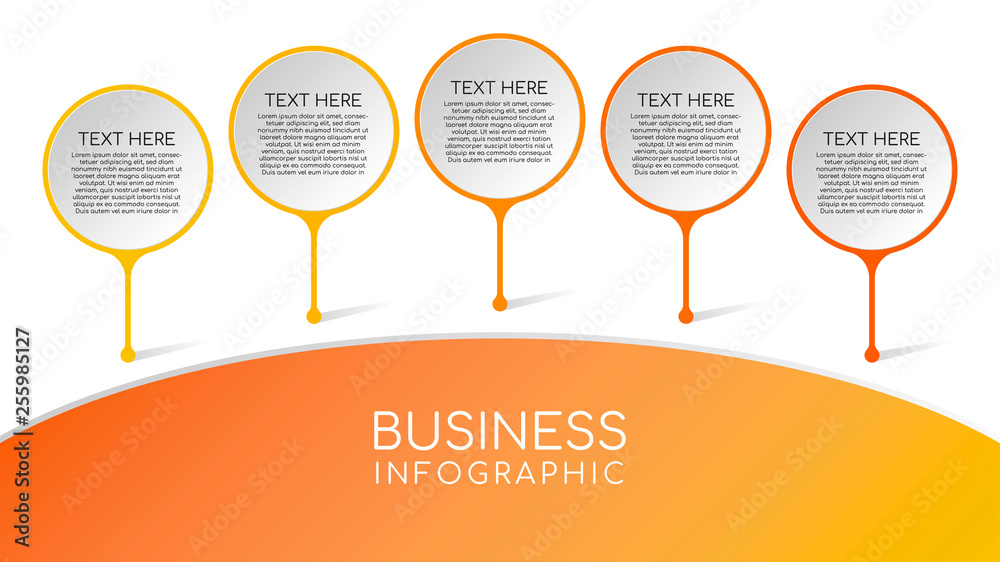 Poster 3D infographic template with a five elements circle frame and main topic space for text, use for business template or banner. Vector EPS 10.