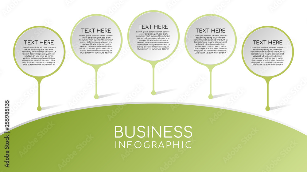 Poster 3D infographic template with a five elements circle frame and main topic space for text, use for business template or banner. Vector EPS 10.