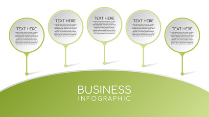 3D infographic template with a five elements circle frame and main topic space for text, use for business template or banner. Vector EPS 10.