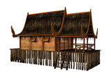 3D Rendering Island House on White