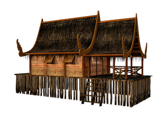 3D Rendering Island House on White