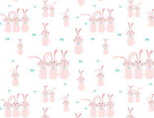 Cute bunny pattern background, Easter pattern for kids, Vector illustration.