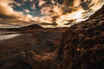 Epic El medano Teneriffa with clouds blacksand and ocean