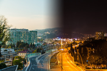 Time-lapse collage of day to night transition