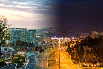 Obraz premium Time-lapse collage of day to night transition