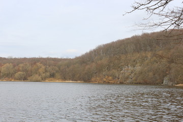 Autumn trees are beautiful by the river