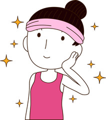 Illustration of a cute lady who is washing the face