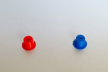 red and blue battery cap, plus and minus battery