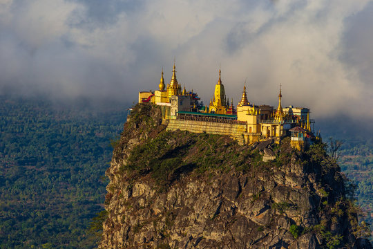 Mount Popa on an old volcano in Bagan, Myanmar