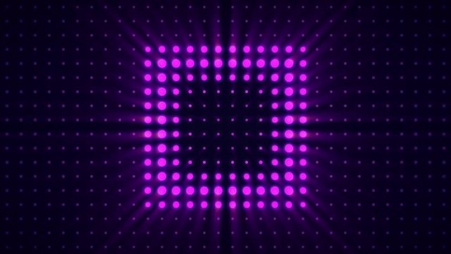 Electric lamps, color abstraction, loop, square. Square modern virtual led animation background