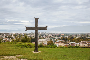 Fototapeta na wymiar Cross near Bagrati Cathedral