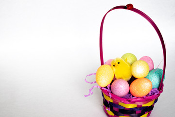 Easter basket isolated with white background and text space