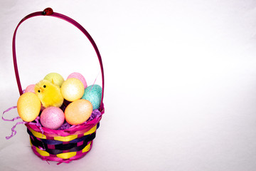 Easter basket isolated with white background and text space