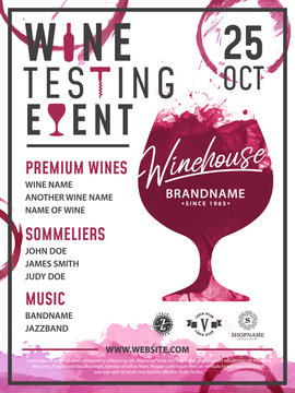 Wine taste invitation card vector design template