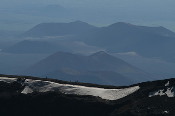 Climbers on Tolbachik Volcano