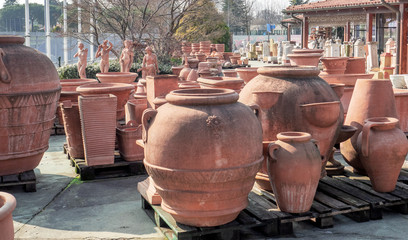 warehouse of statues and terracotta garden pots
