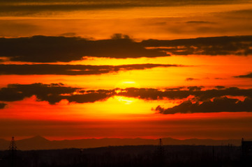 Beautiful fiery sunset