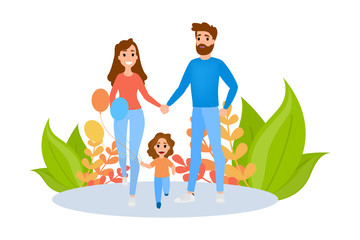 Family on picnic. Mother, father and child spend time