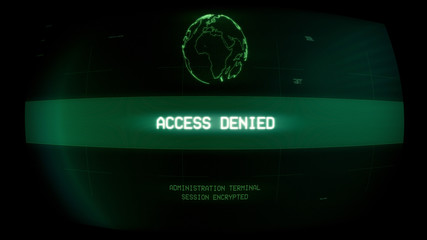 Access denided at administrator terminal, hacking, cybercrime, retro CRT screen.