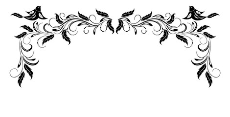 Vintage frame with floral ornament and pigeon birds