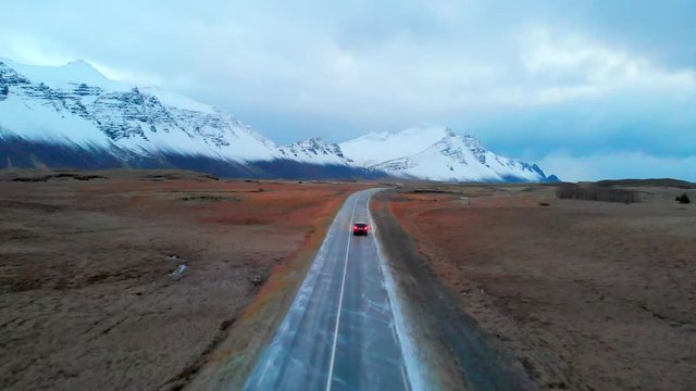 Following a Car with Mountains