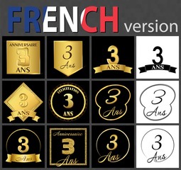 French set of number 3 templates