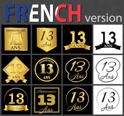French set of number 13 templates