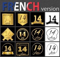 French set of number 14 templates