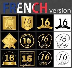 French set of number 16 templates