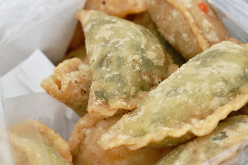 deep fried Guizhou of dumpling stuffed slice garlic chive in plastic bag