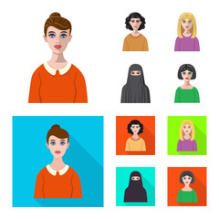 Vector illustration of hairstyle and profession  symbol. Set of hairstyle and character  vector icon for stock.