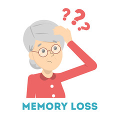 Old woman suffering from the memory loss. Confused
