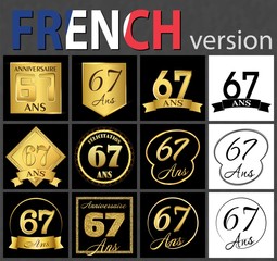 French set of number 67 templates