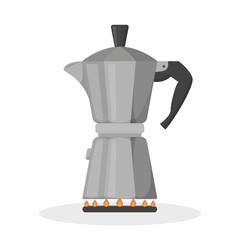 Coffee percolator on the stove. Special equipment