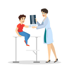 Female doctor in uniform examines a child