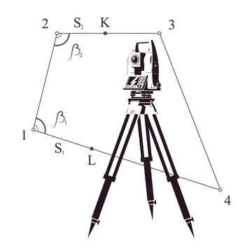 surveying equipment on tripod, geometric diagram clip art preview