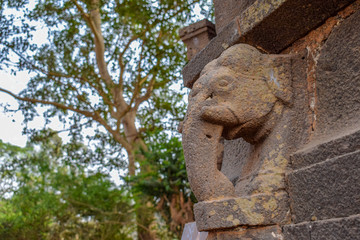 Obraz premium ancient stone carving of a elephant which is ruined during the time
